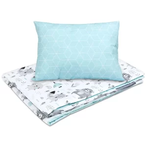 Cotton Toddler bedding 2 pc set with filling kid duvet 135x100 cm and pillow 60x40 cm animaland