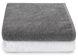 BIG 150×100 cm Parama bath Towels 2 pc set white and gray 500 g/m²