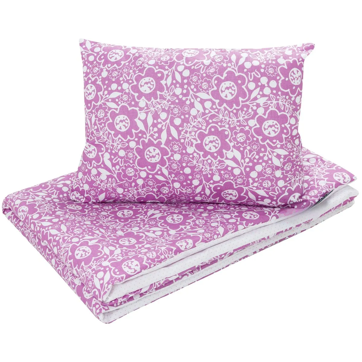 Cotton Toddler bedding 2 pc set with filling kid duvet 135×100 cm and pillow 60×40 cm purple caramella