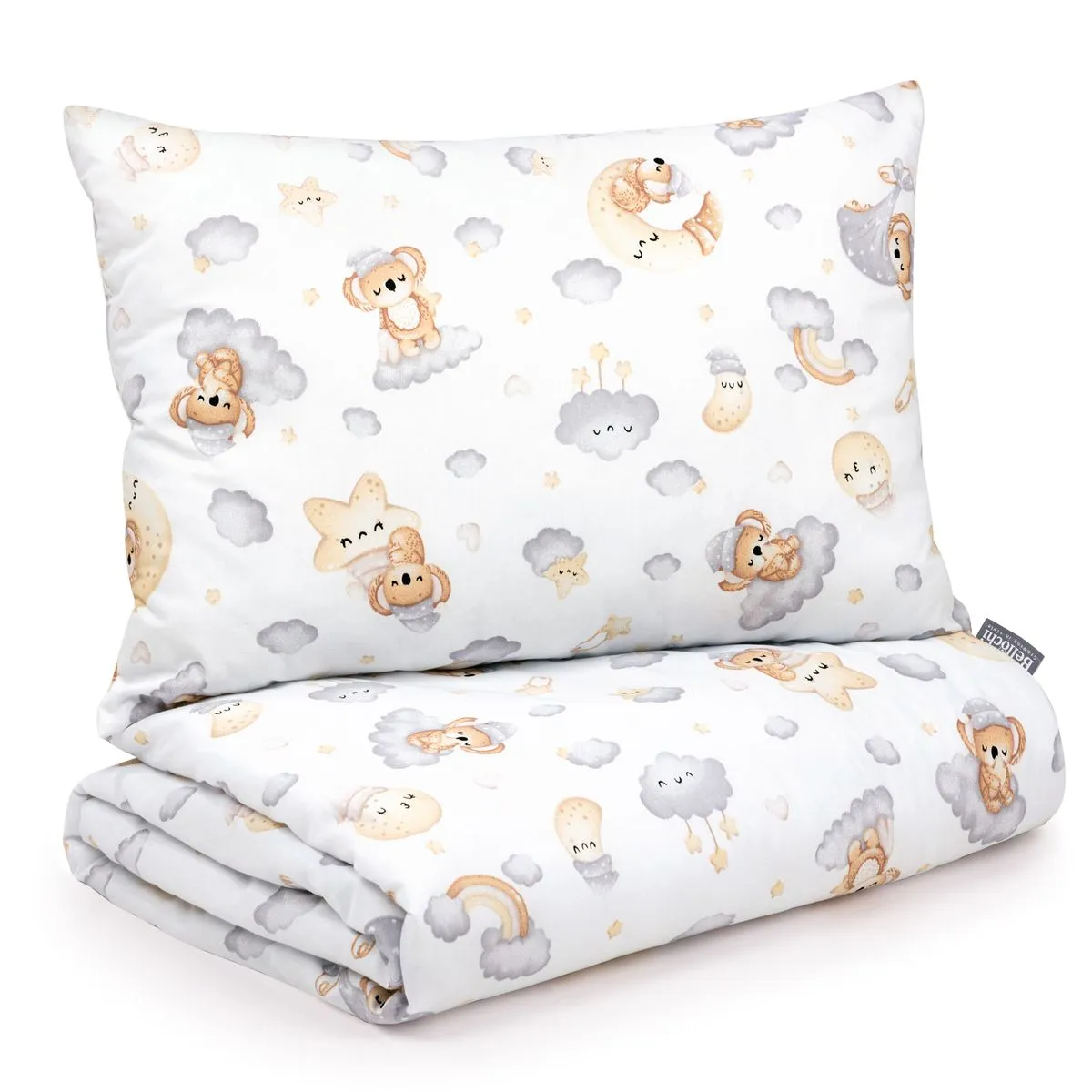 Cotton Toddler bedding 2 pc set with filling kid duvet 135×100 cm and pillow 60×40 cm bear star