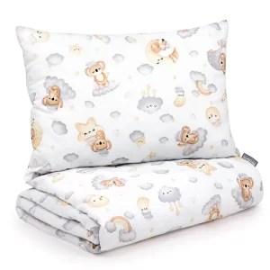 Cotton Toddler bedding 2 pc set, kid duvet cover 135x100 cm and pillowcase 60x40 cm star bear