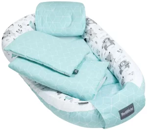 baby nest set 90x60 cm, baby shower set for newborn, cotton, animaland
