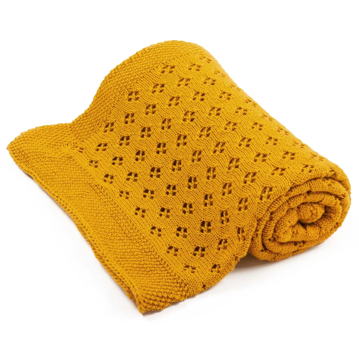 bamboo blanket openwork 100×80 cm yellow musta 100% bamboo yarn
