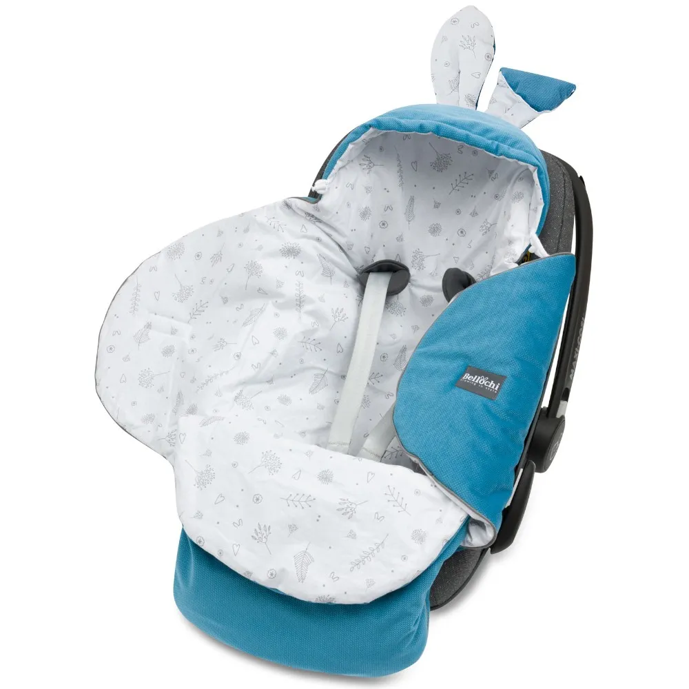 Baby car seat blanket 90×90 cm ocean blue