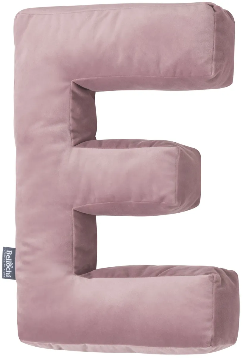 Decorative pillow in the shape of a letter ‘E’ pink