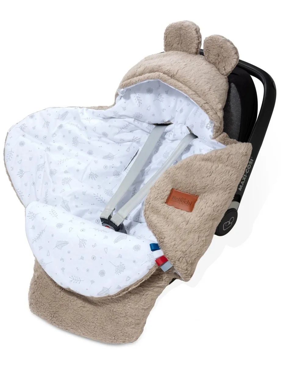 Baby car seat blanket 90×90 cm brown Teddy bear