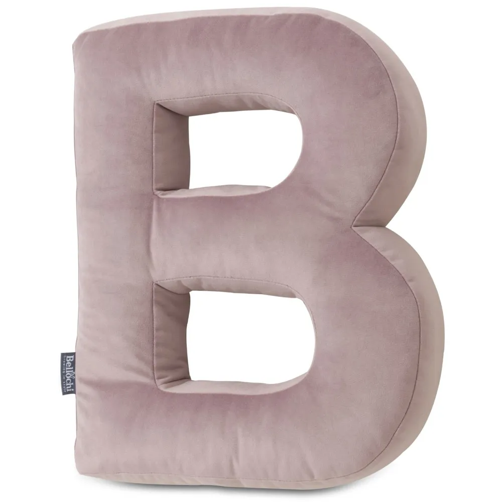 Decorative velvet letter pillow B shaped powder pink
