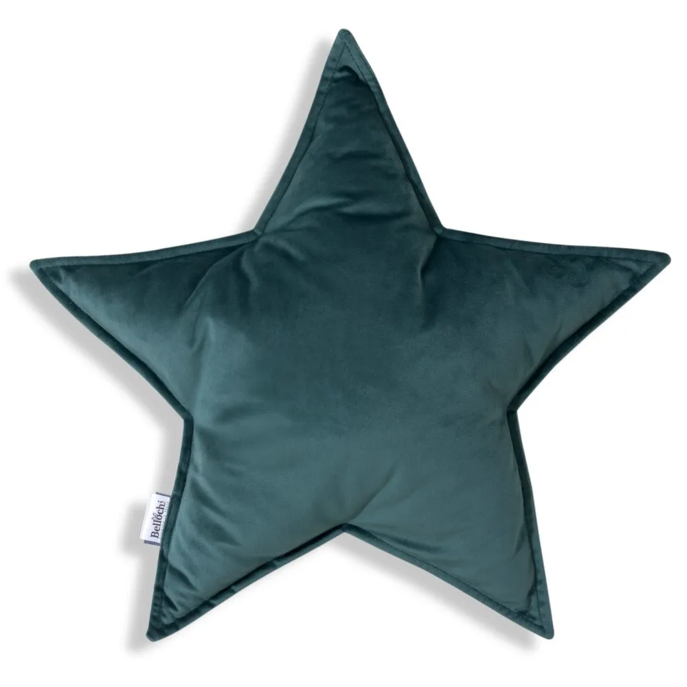 Decorative STAR shaped pillow deep green