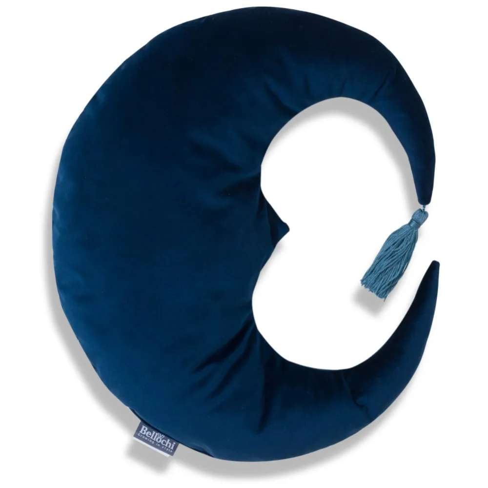 Decorative MOON shaped pillow dark blue