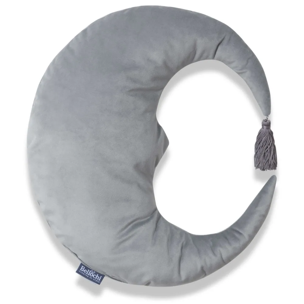 Decorative MOON shaped pillow gray
