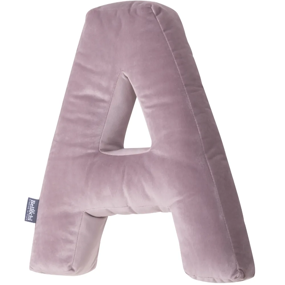 Decorative velvet letter pillow A shaped powder pink