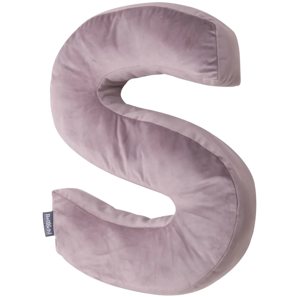 Decorative velvet letter pillow S shaped powder pink