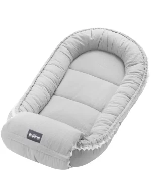 Baby nest 100x60 cm Cuddly Muslin Grey with multifunctional wrap