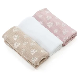 Set of 3 muslin square rainbow 60x80 cm