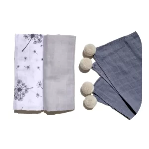 Muslin square 3 pieces set gray set