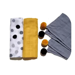 Muslin square 3 pieces musta set