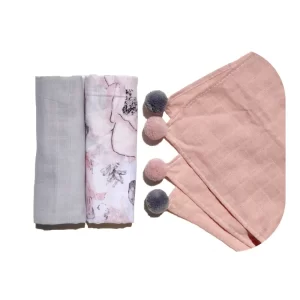 Muslin square 3 pieces set pink set