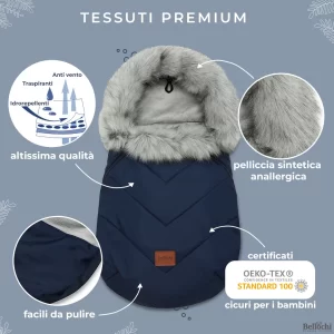 Winter baby sleeping bag 0-24m for a stroller, gondola or sledge winter x-Dark Blue