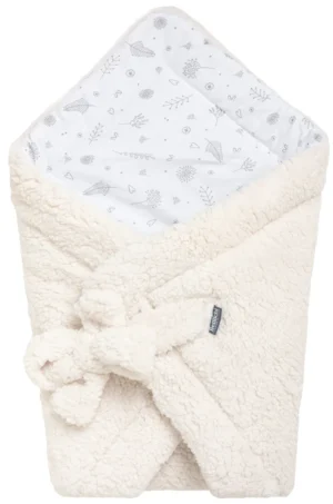 Baby swaddle blanket 75x75 cm, cuddly teddy white