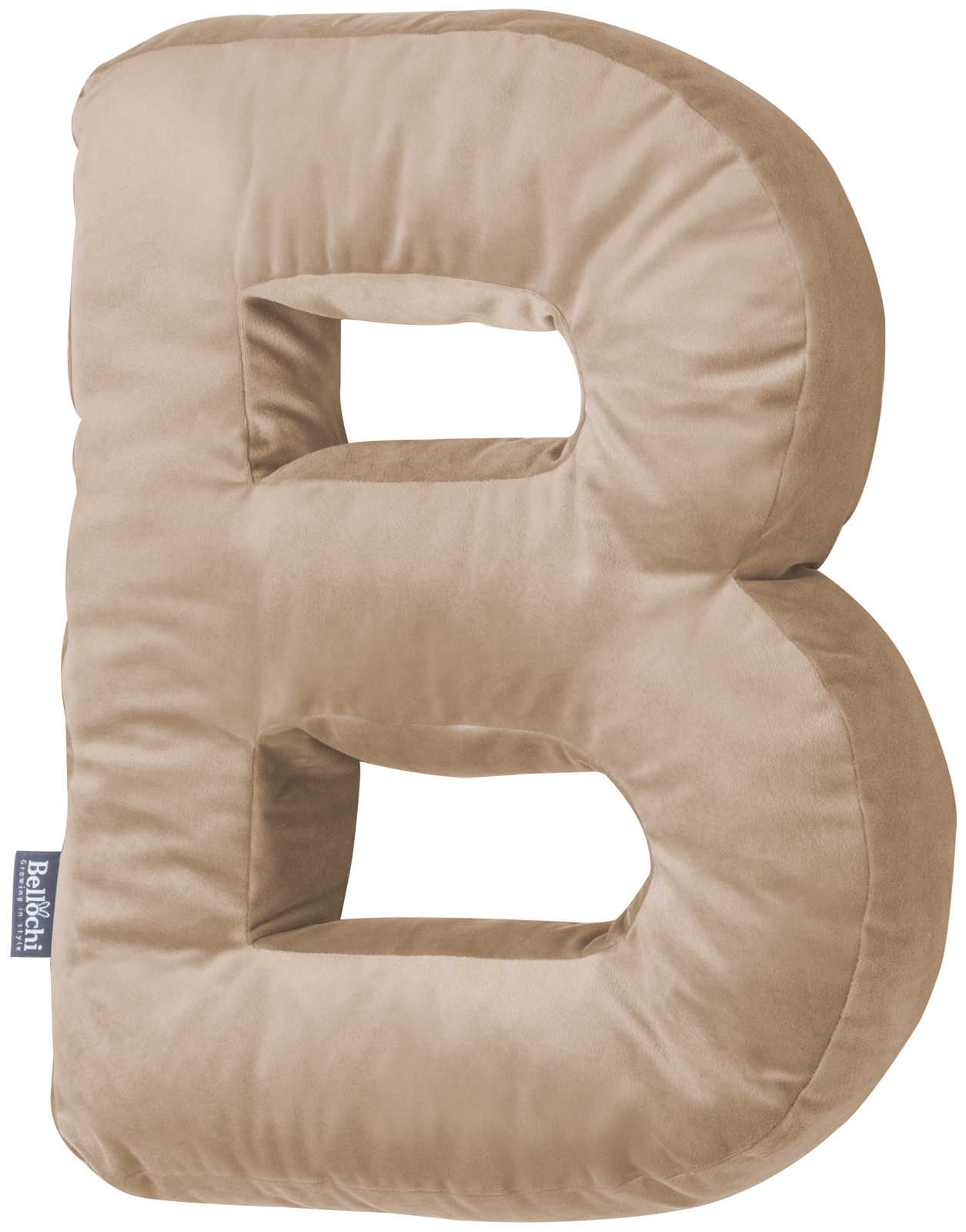 Decorative velvet letter pillow B shaped beige