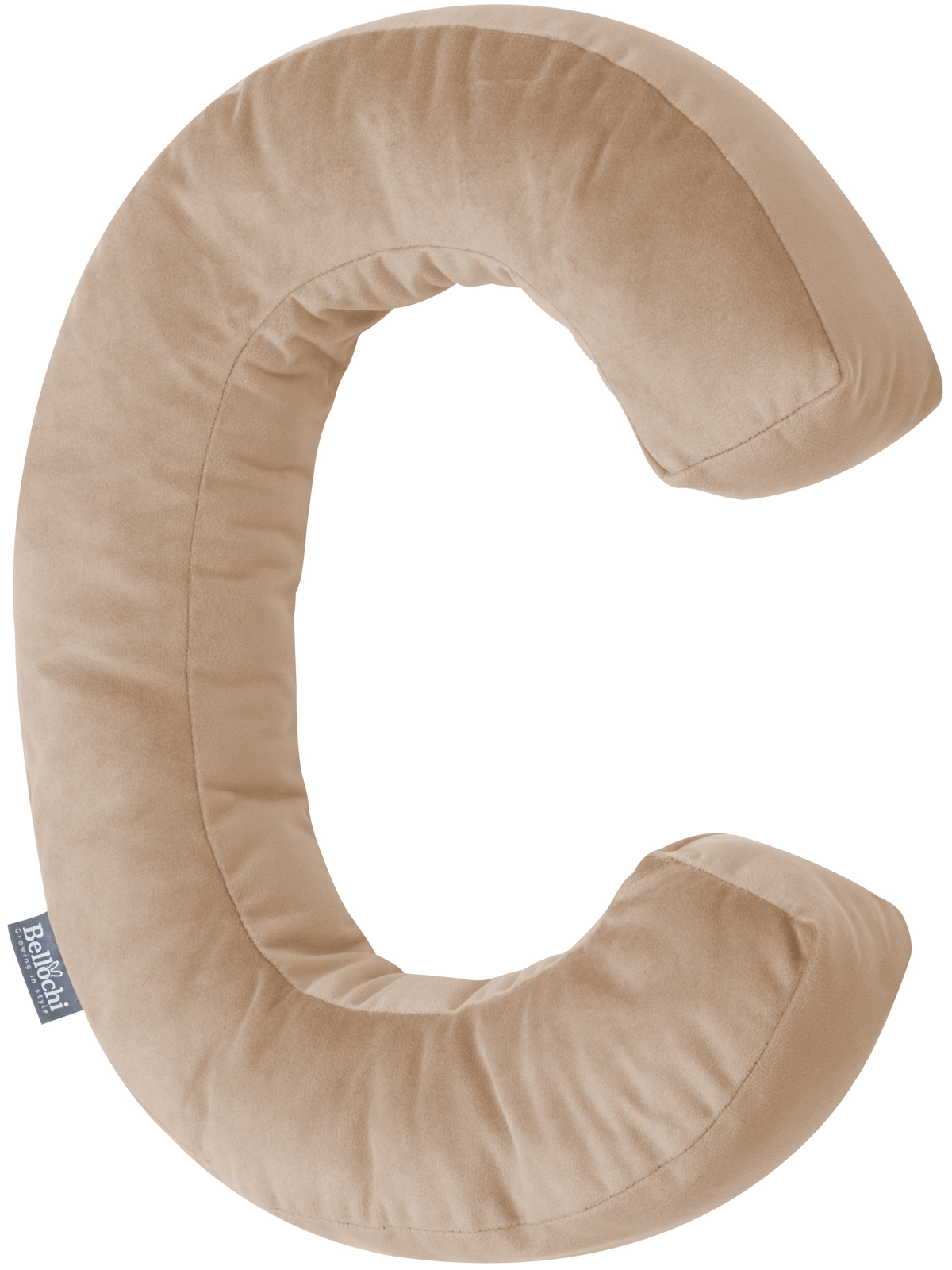 Decorative velvet letter pillow C shaped beige
