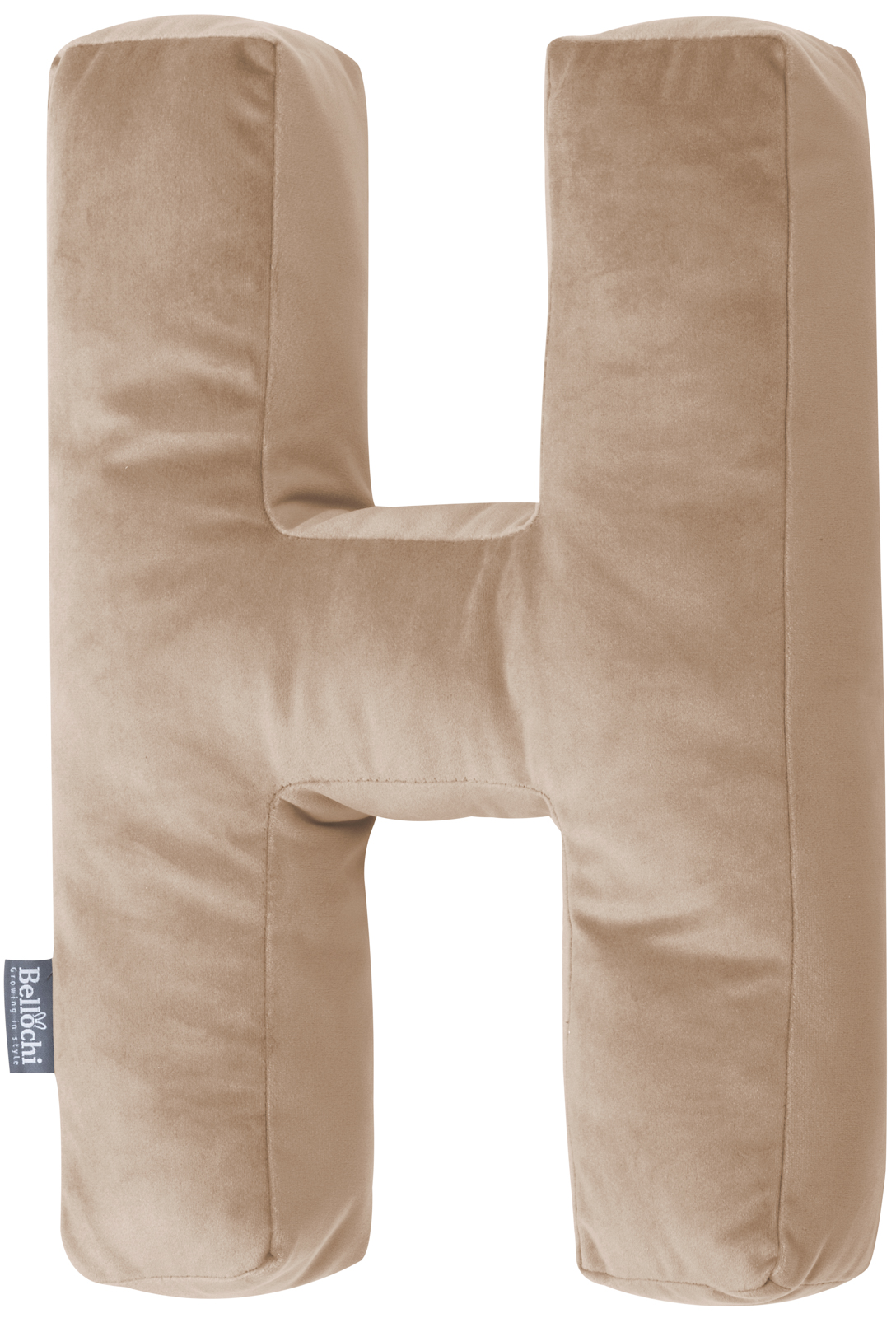 Decorative velvet letter pillow H shaped beige