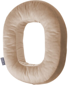 Decorative velvet letter pillow O shaped beige