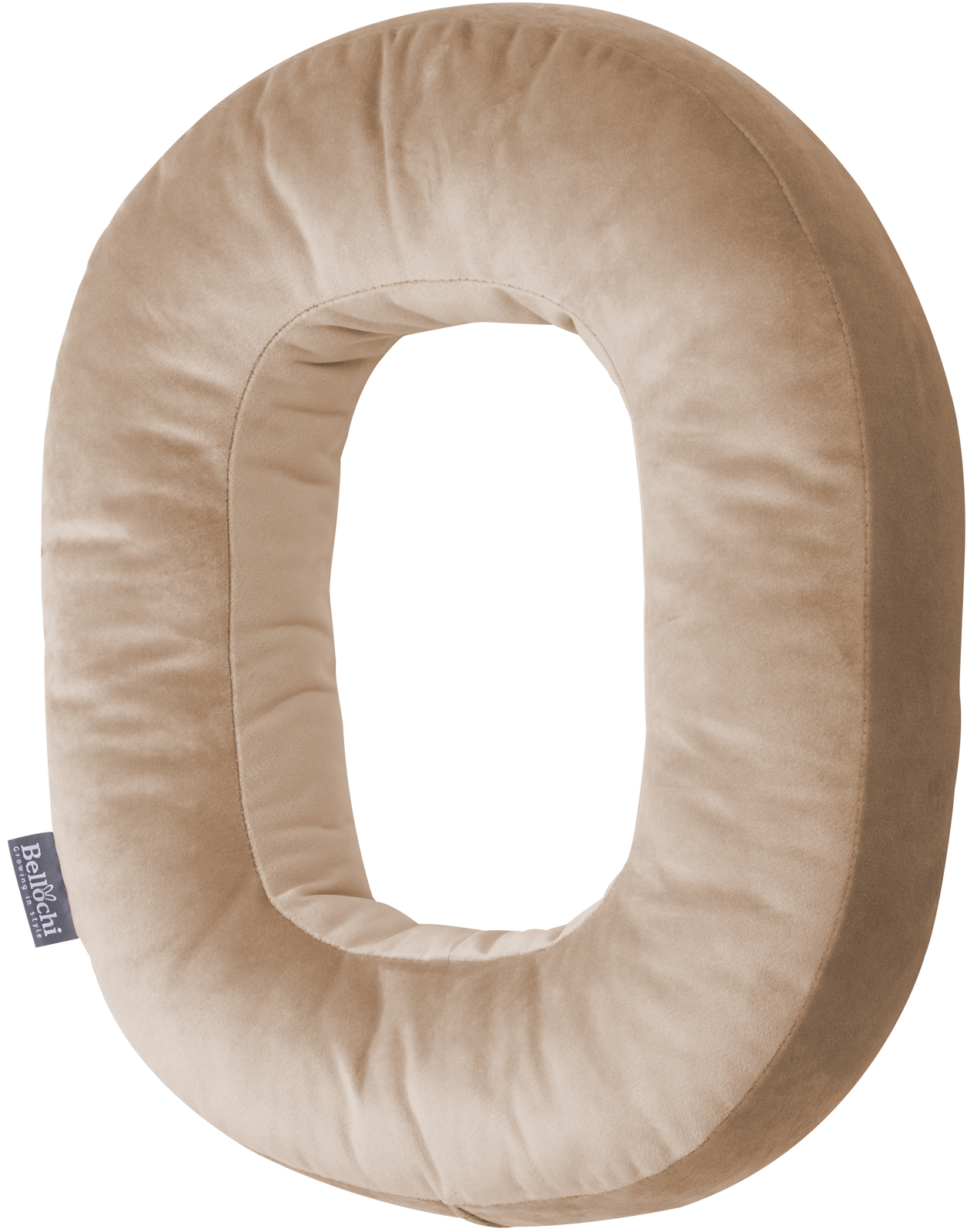 Decorative velvet letter pillow O shaped beige
