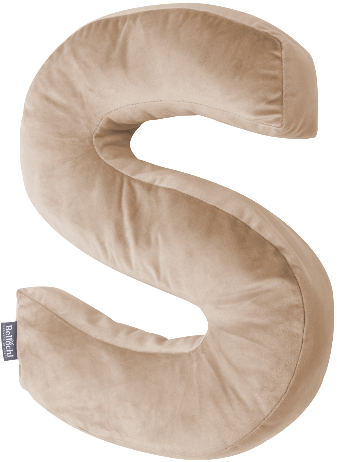 Decorative velvet letter pillow S shaped beige