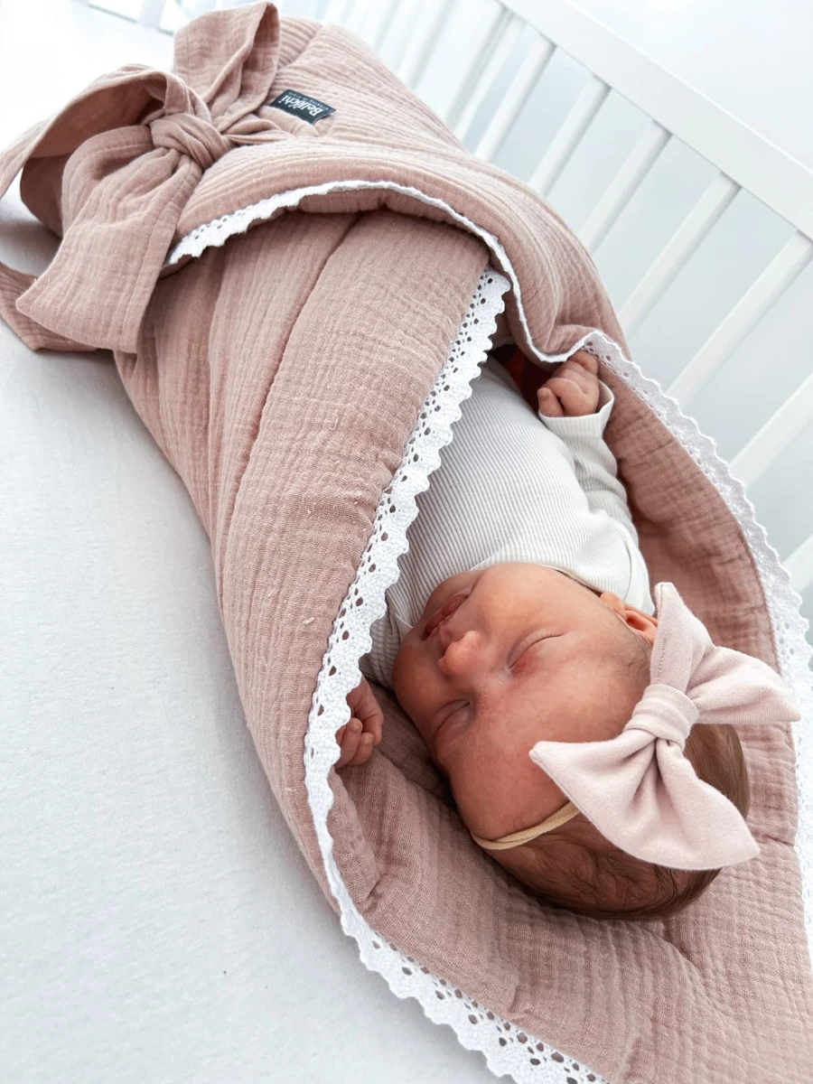  Swaddle blanket 75×75 cm Cuddly Muslin Beige Bellochi 4