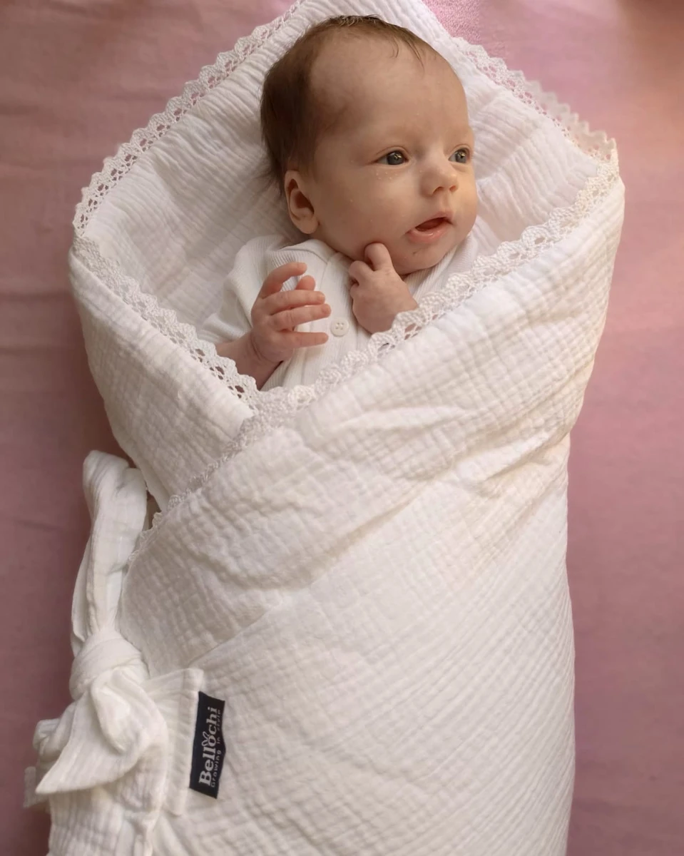  Swaddle blanket 75×75 cm Cuddly Muslin White Bellochi 1