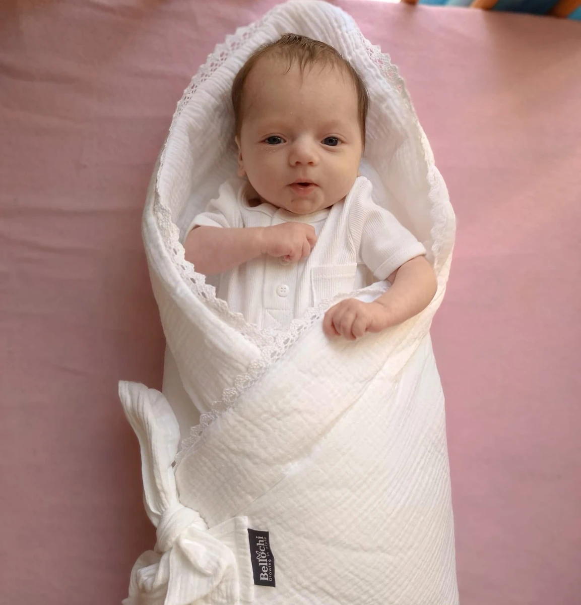  Swaddle blanket 75×75 cm Cuddly Muslin White Bellochi 2