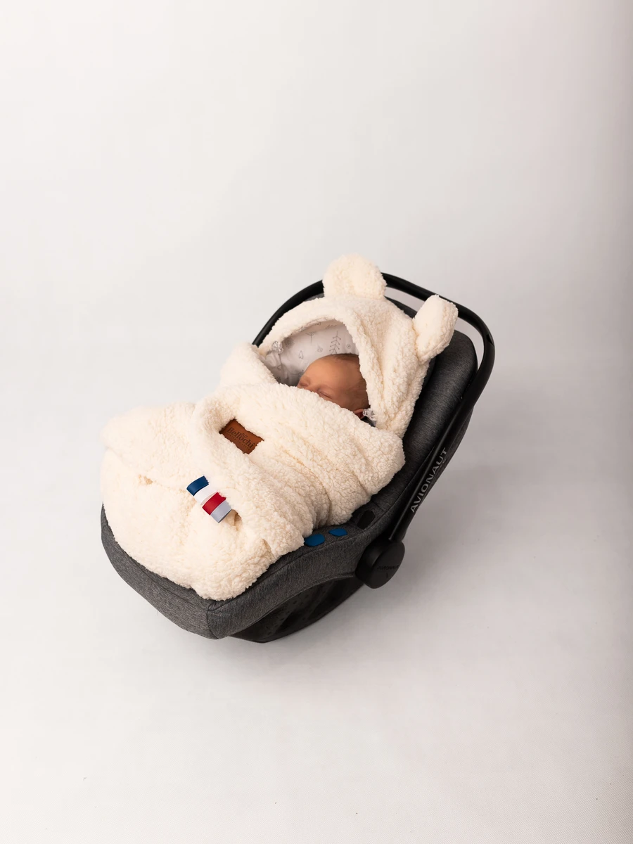  Baby car seat blanket 90×90 cm white Teddy bear Bellochi 6