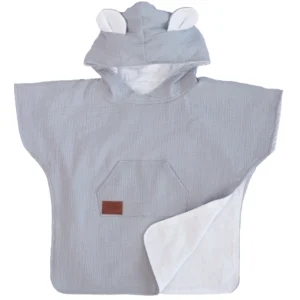 Kids Muslin Poncho with Hood Grey